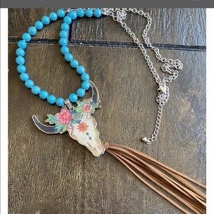 Longhorn Fringe Turquoise Necklace